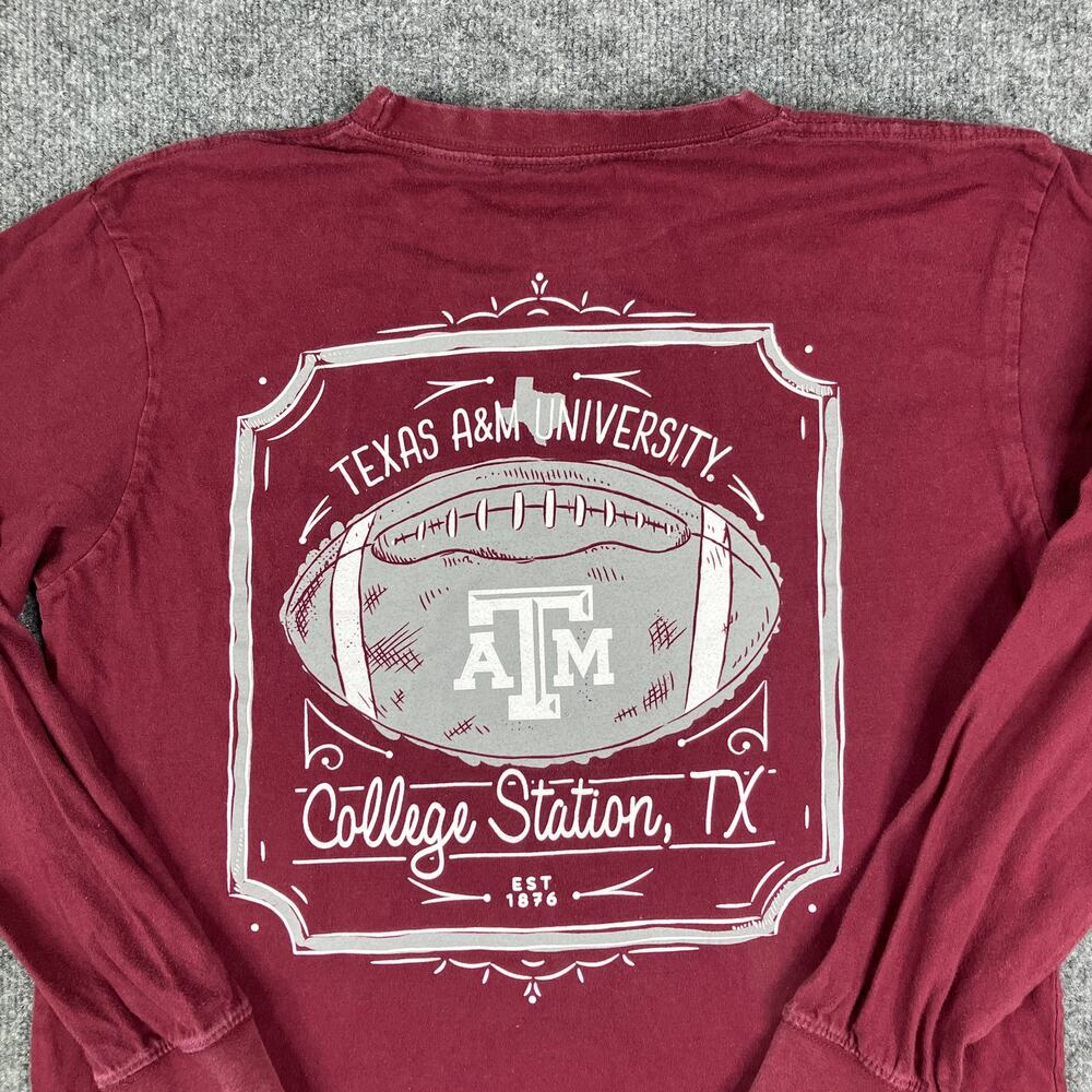 Three Square by Royce Apparel T-Shirt Mens S Maroon Long Sleeve College Crewneck